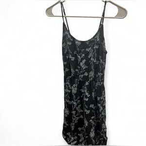 Black botanical print sundress